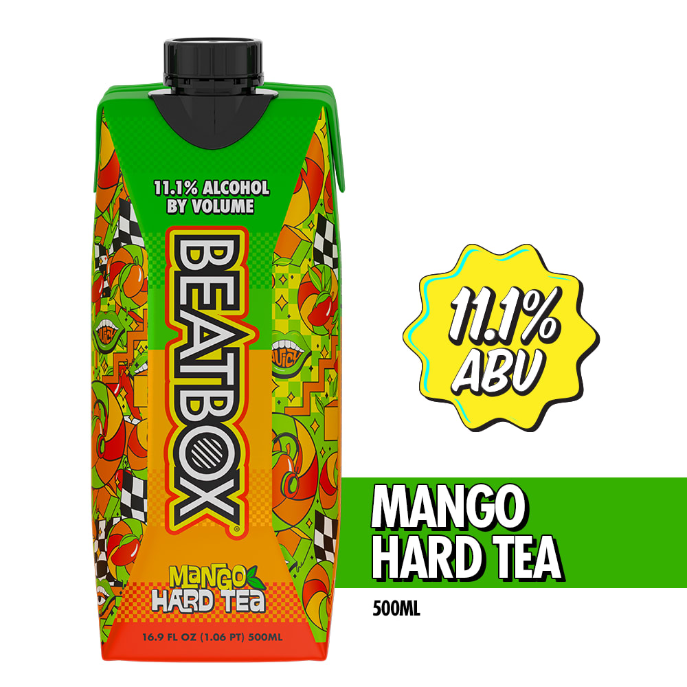 BeatBox Mango Hard Tea, Lightly Caffeinated Wine, 11.1% ABV, 500mL