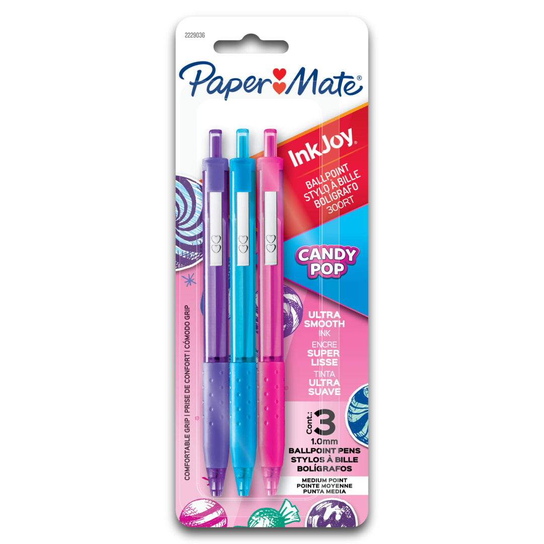 Paper Mate InkJoy 300RT Retractable Ballpoint Pens, Medium Point (1.0mm), Candy Pop Colors, 3 Count