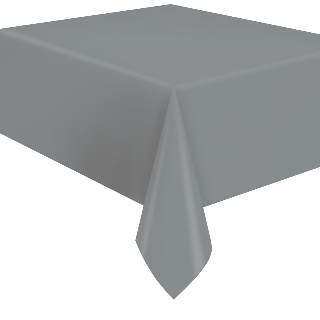 Silver Solid Flannel-Backed Vinyl Table Cover, 54" x 108"