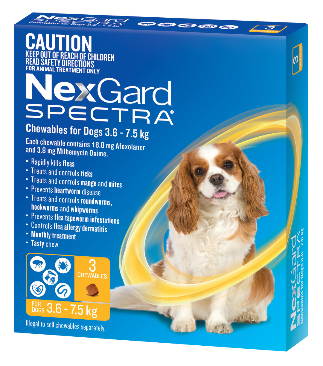 NexGard SPECTRA Chews for Dogs, Yellow, Small Dog (3.6 - 7.5kg)