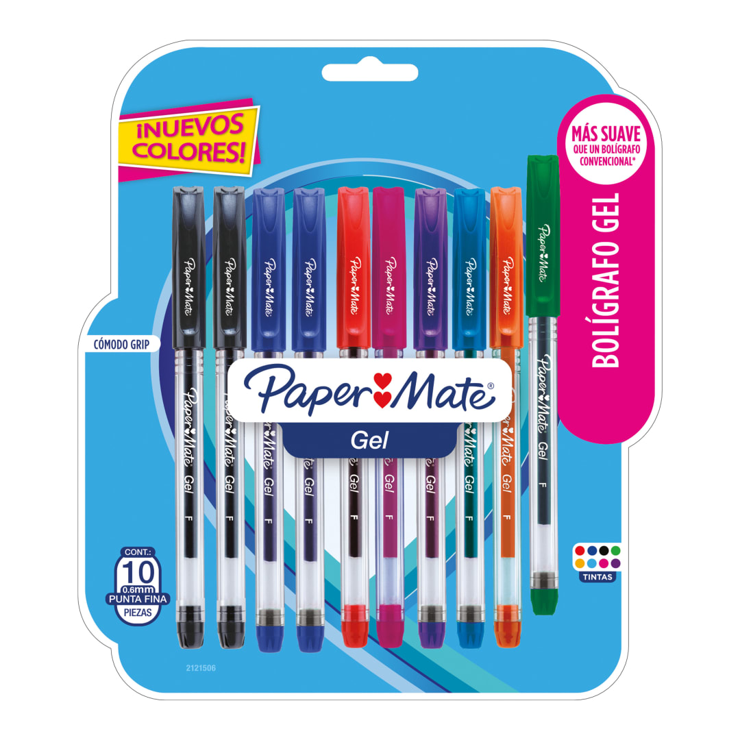 Paper Mate® InkJoy Gel, Bolígrafos Retráctiles, Punta Media (0.7mm), Paquete de 6 unidades, 1997185