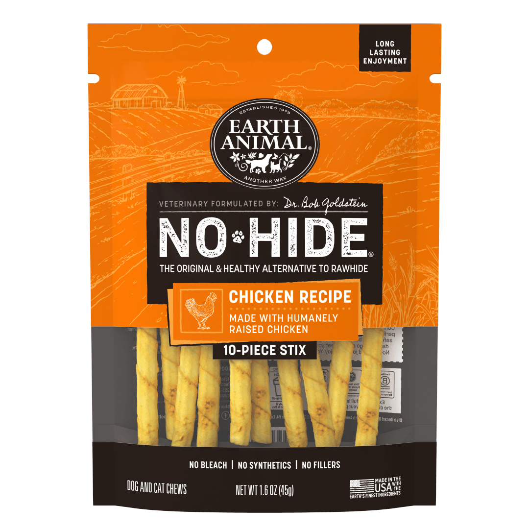 Earth Animal No-Hide Stix Chicken Recipe Dog & Cat Chews, 10 Pack