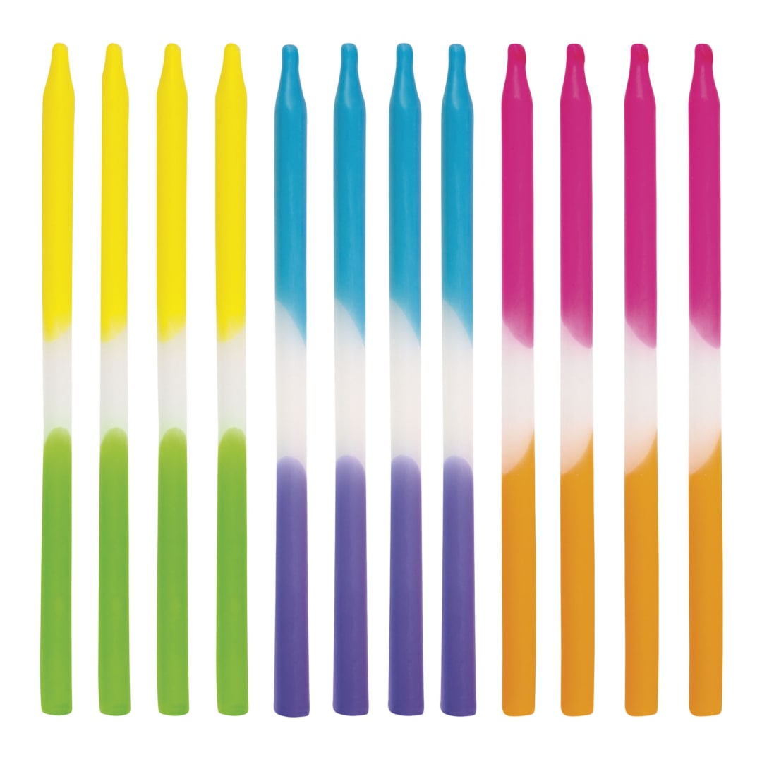 Neon Ombre Dip-Dye Birthday Candles, 12ct