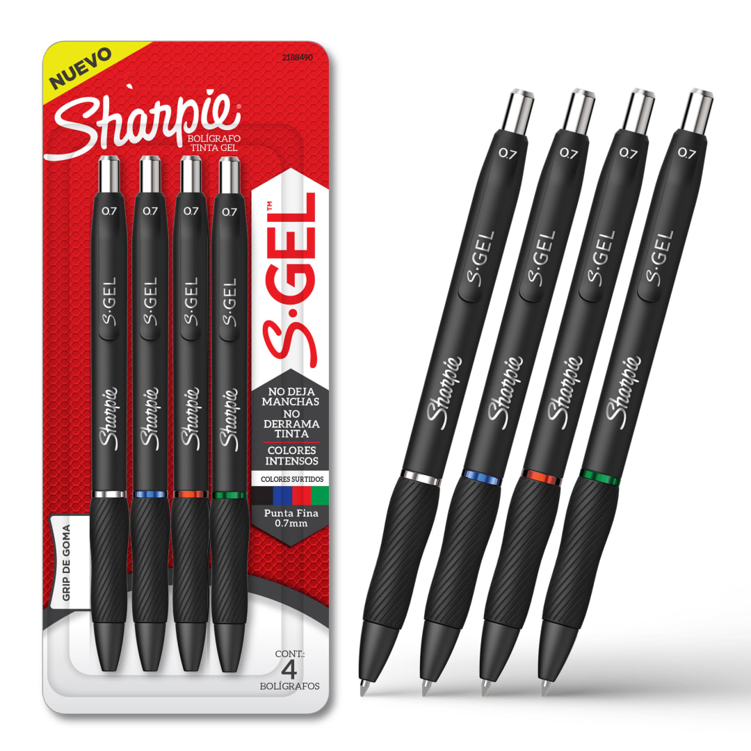 SHARPIE GEL 0.7MM 4CT B.ASST BIL