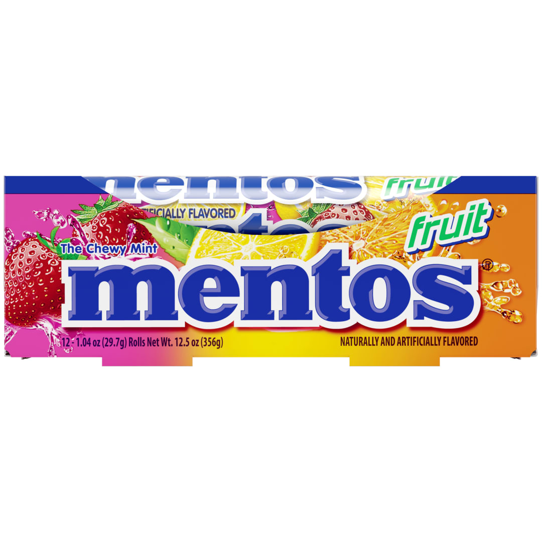 Mentos Chewy Mints Fruit 11 pc Single Rolls - 12 Pack