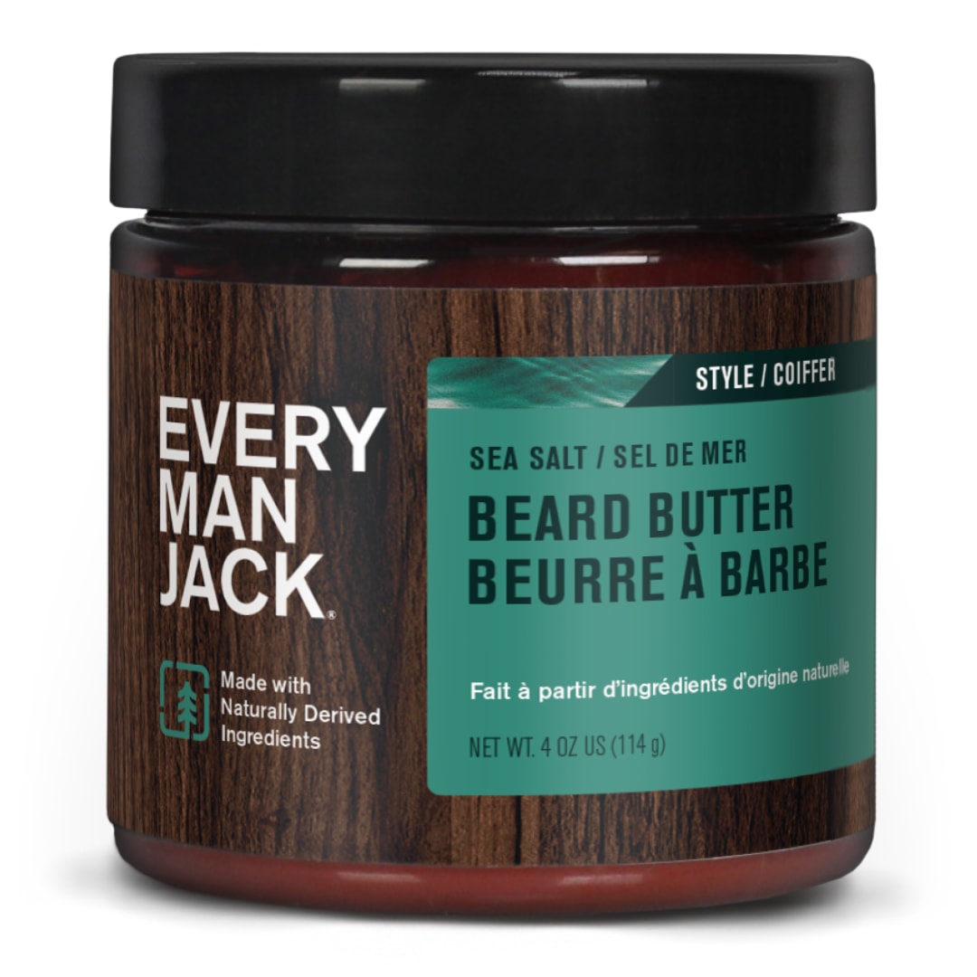 Every Man Jack Beard Butter- Subtle Sea Salt + Citrus Fragrance - Rejuvenates, Hydrates, and Styles Dry, Unruly Beards While Relieving Itch - Naturally Derived with Shea Butter and Coconut Oil - 4 oz
