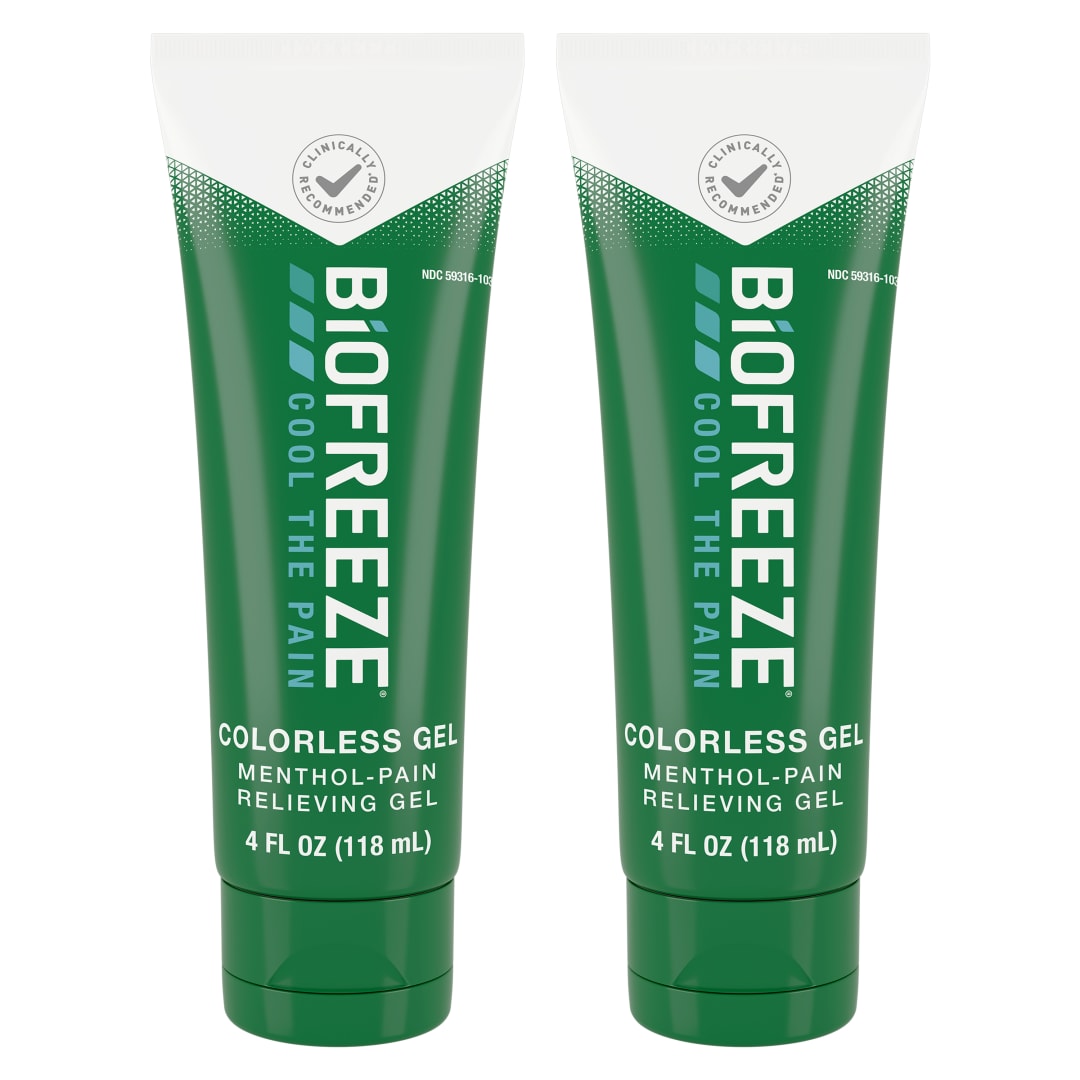Biofreeze Pain Relief Gel, 4 oz. Tube, Colorless, Pack of 2