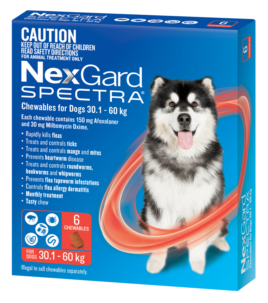 NexGard SPECTRA Chews for Dogs, Red, Very Large Dog (30.1 - 60kg)