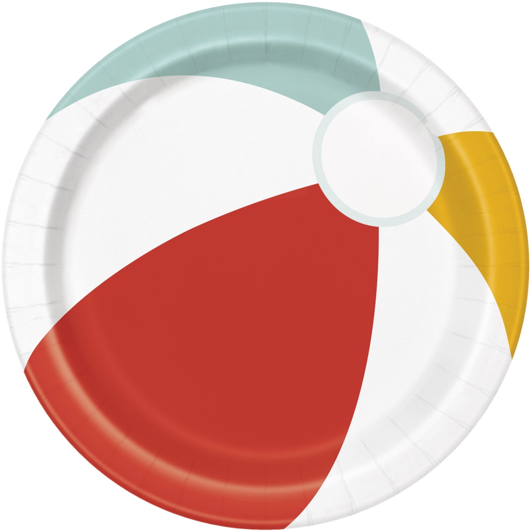 Poolside Summer Beach Ball Round 9" Dinner Plates, 8ct
