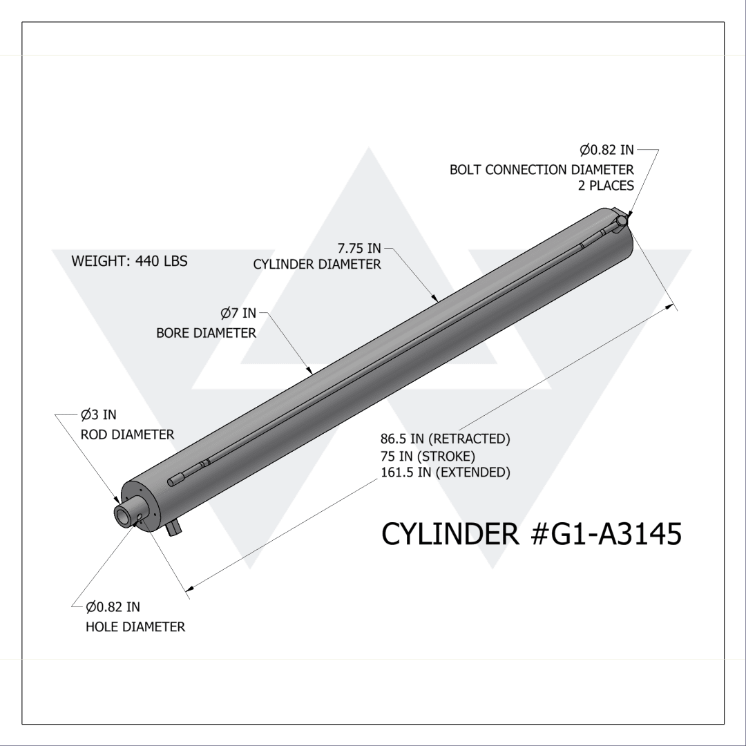 Galbreath™ Cylinder DA 7 X 3R X 75 Winch Cross With Galfab # PC281