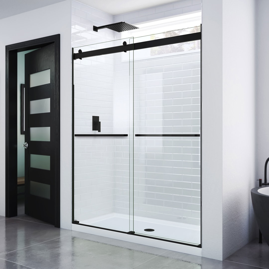 DreamLine Macon 56 - 60 inch W x 76 inch H Frameless Bypass Shower Door in Matte Black