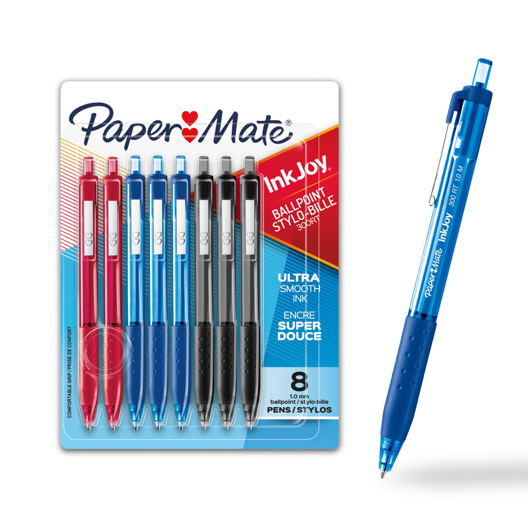 Paper Mate InkJoy 300RT Retractable Ballpoint Pens, Medium Point (1.0 mm), Assorted, 8 Count