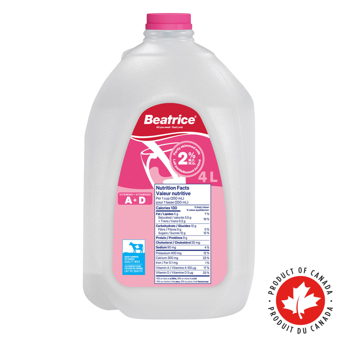 Beatrice Partly Skimmed Milk 2%, 4L