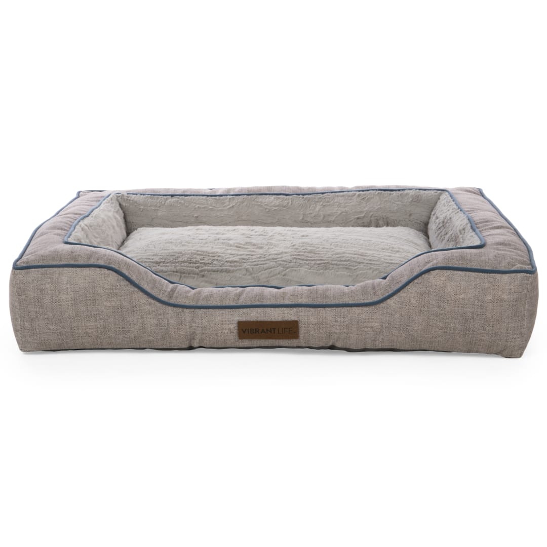 Vibrant Life Bolstered Bliss Mattress Edition Pet Bed, Large, 36x26- Gray