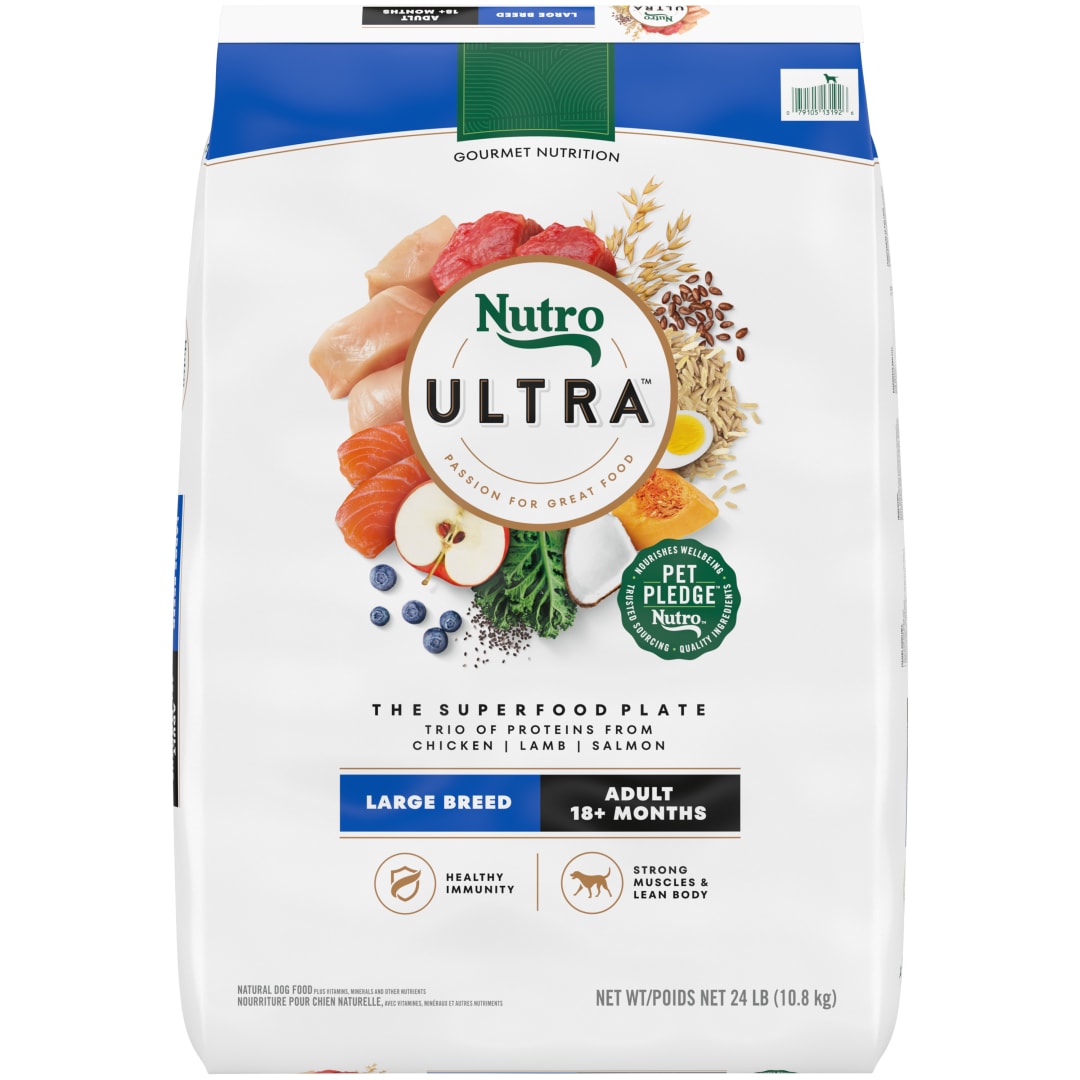 Nutro Ultra Adult Large Breed Dry Dog Food, Chicken, Lamb and Salmon Protein Trio, 24 lb Bag
