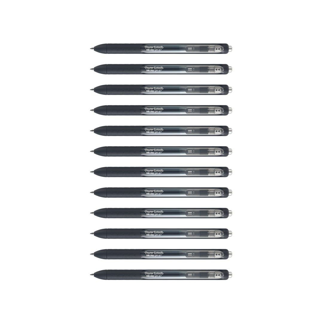 Stylos gel Paper Mate InkJoy, stylos rétractables, pointe moyenne (0,7 mm), noir