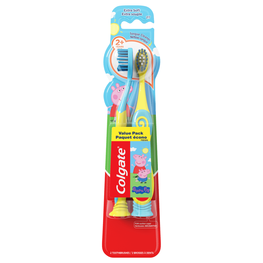 Colgate Kids Extra Soft Toothbrush with Suction Cup- 2 Count (Peppa Pig)
