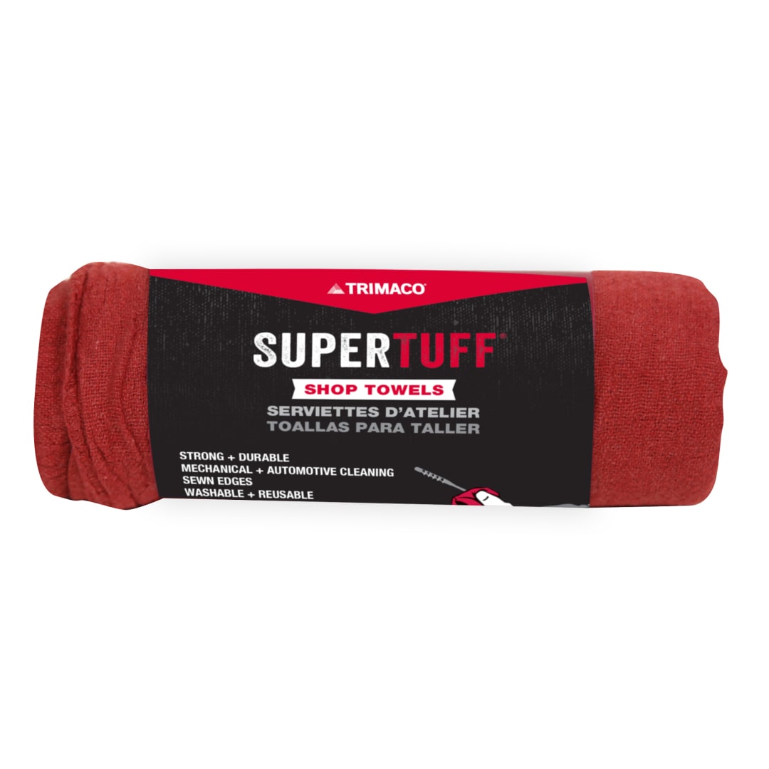 SuperTuff® Shop Towels, Red, 14"x14", 5pk roll