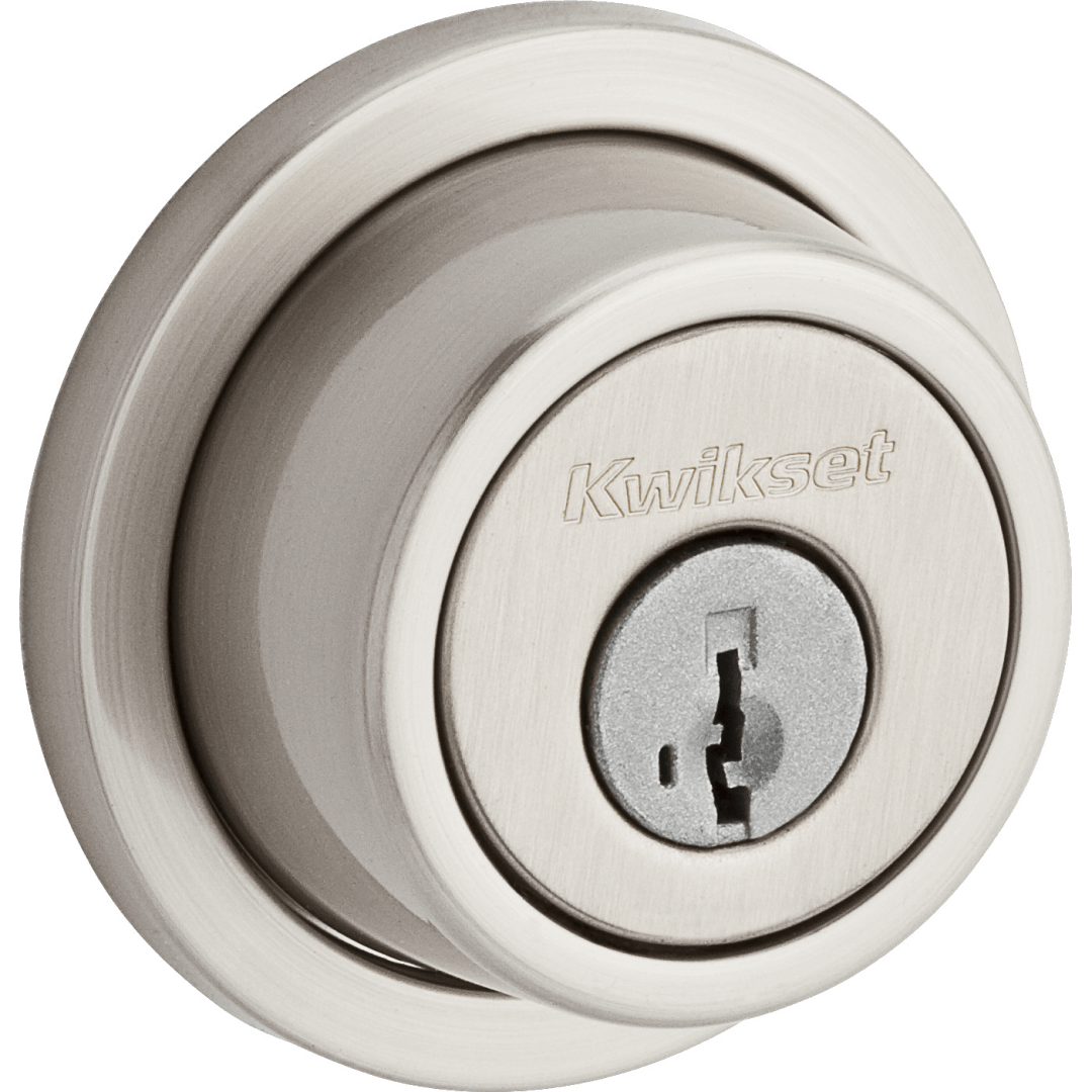 994 Contemporary Round Deadbolt, Keyed Both Sides, featuring SmartKey Security™ in Satin Nickel
