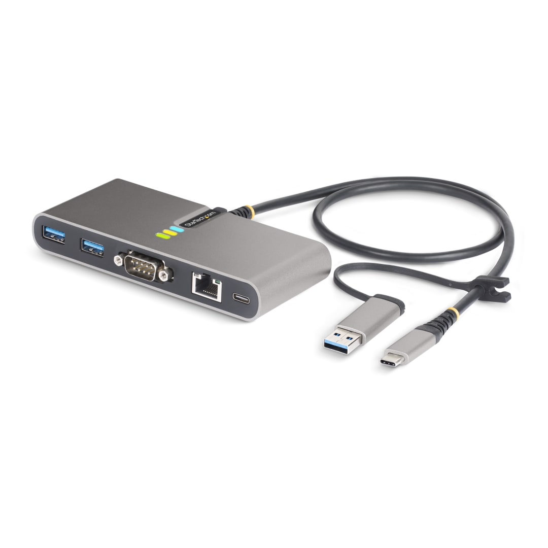 2 Port USB-C 5Gbps HUB with 2 x USB-A, Gigabit Ethernet, RS-