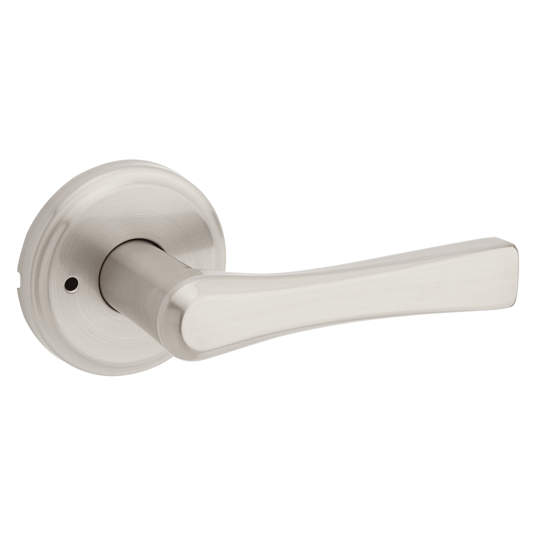 Katella Bed/Bath Lever w/ Round Rose in Satin Nickel