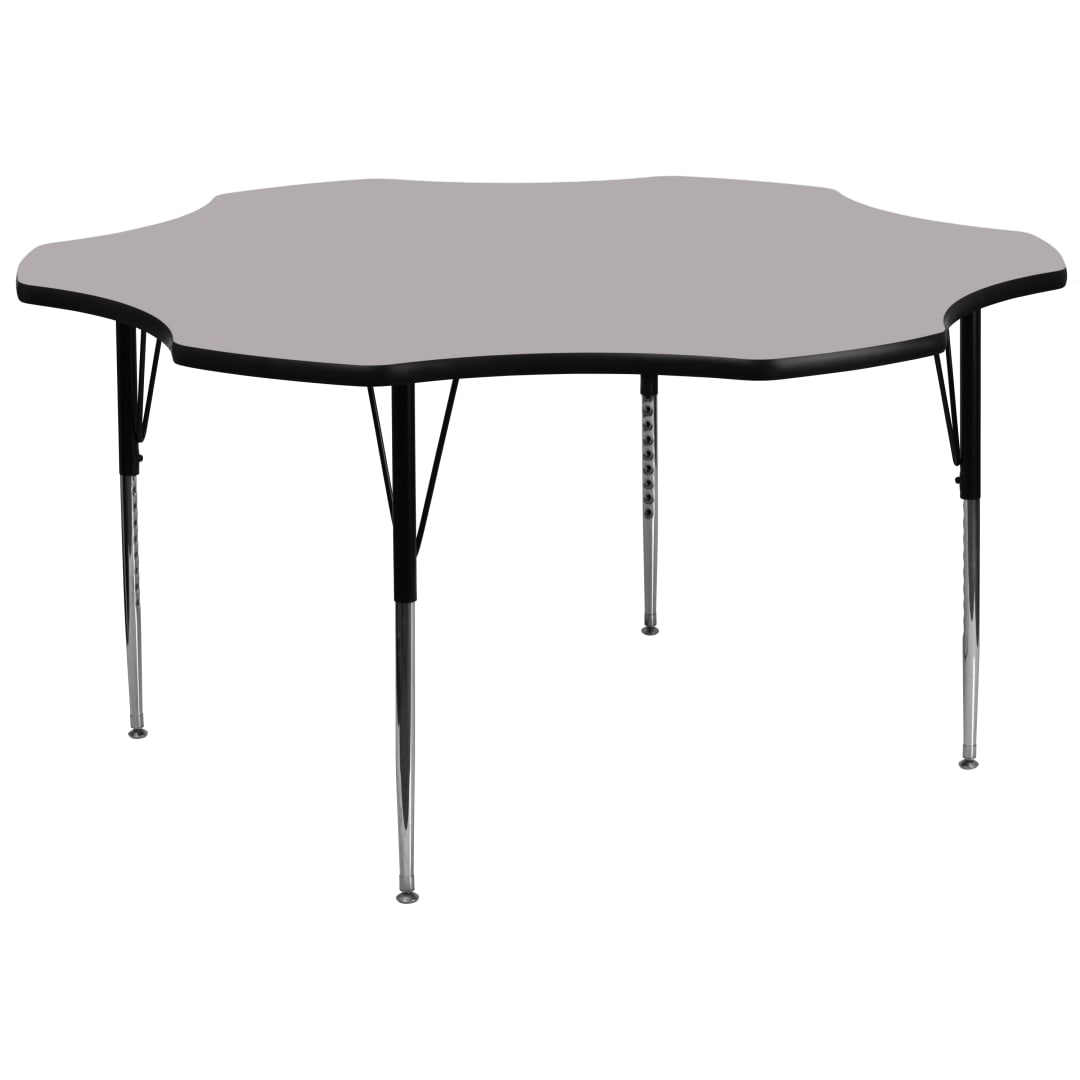 Wren 60'' Flower Grey Thermal Laminate Activity Table - Standard Height Adjustable Legs