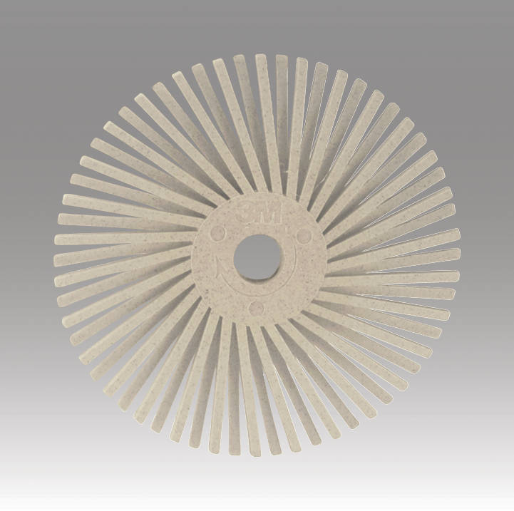 Disco Bristle™ Scotch-Brite™ Radial –  Diâmetro de 76,2 mm, Furo de 9,5 mm, Grão 120 Fino, Branco