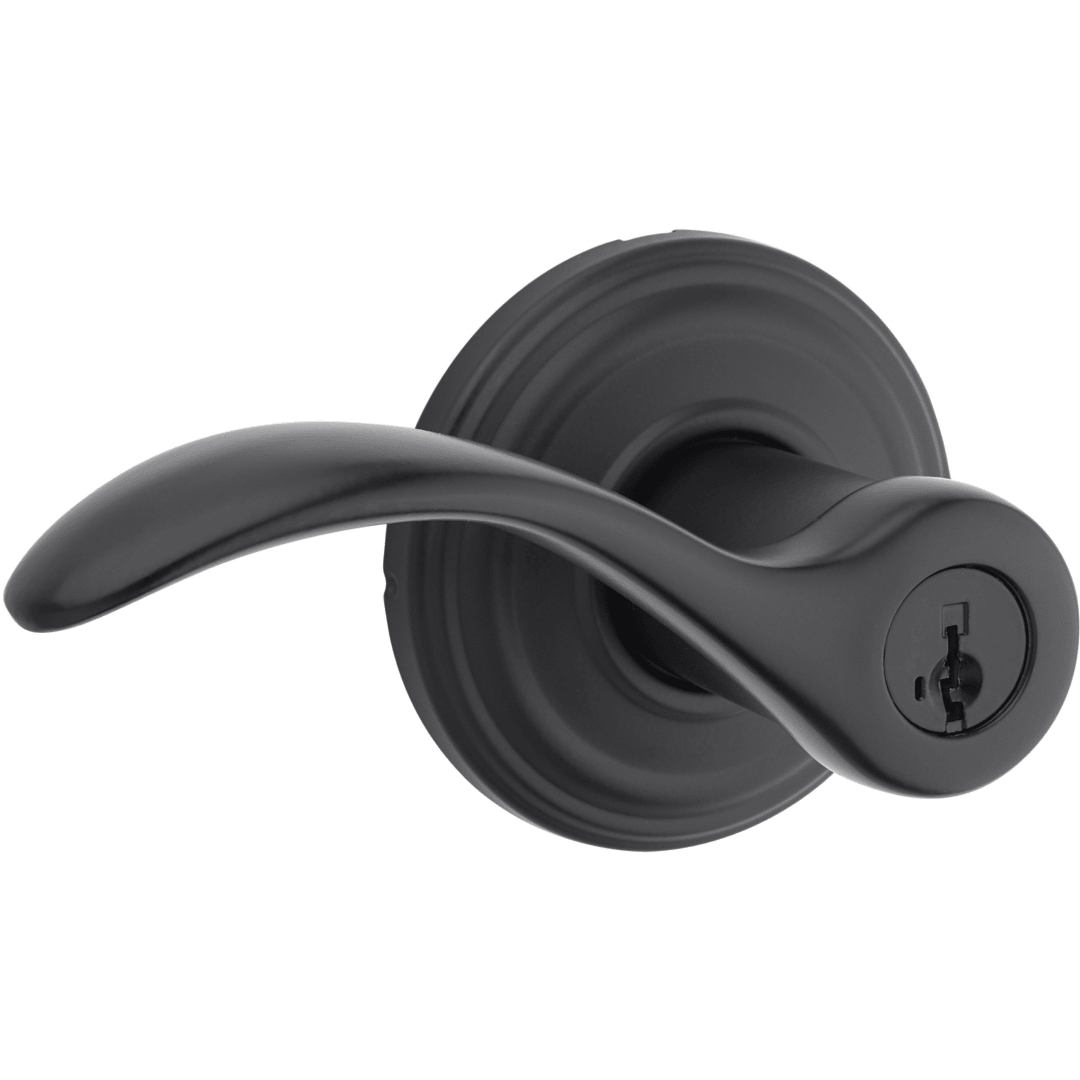 Pembroke Keyed Entry Lever featuring SmartKey Security™ in Matte Black