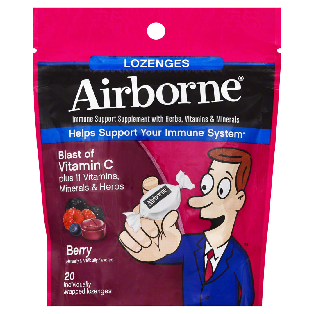Airborne Berry Flavored Lozenges, 20 count - 1000mg of Vitamin C - Immune Support Supplement