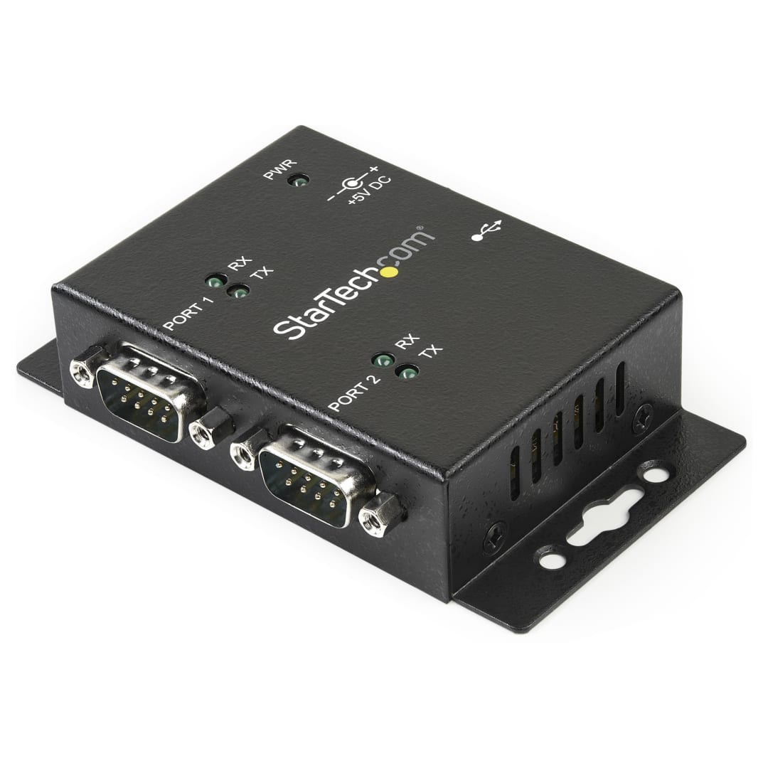 2-Port Wall/DIN Mount USB to RS232 Serial Hub