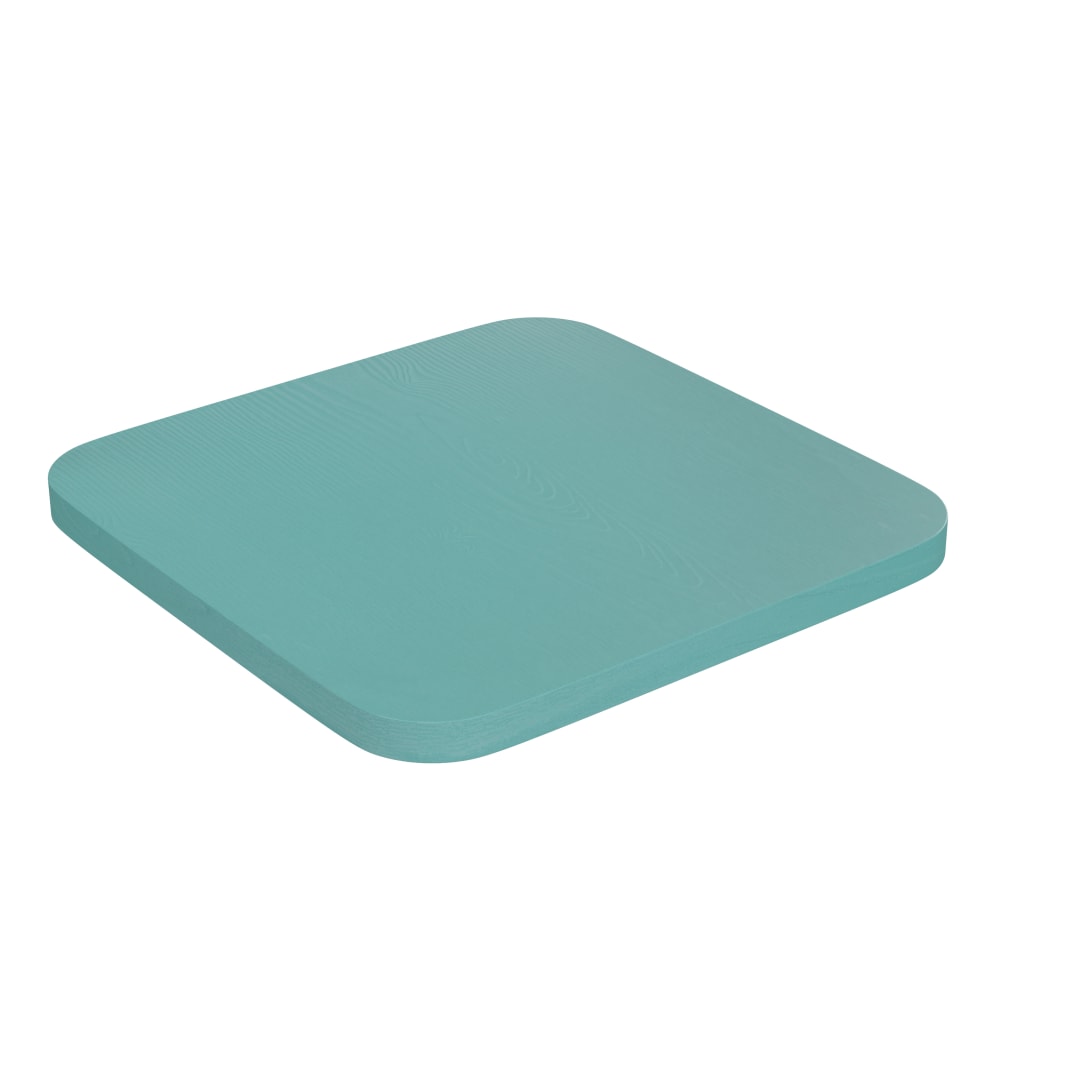 Perry Poly Resin Wood Square Seat with Rounded Edges for Colorful Metal Barstools in Mint