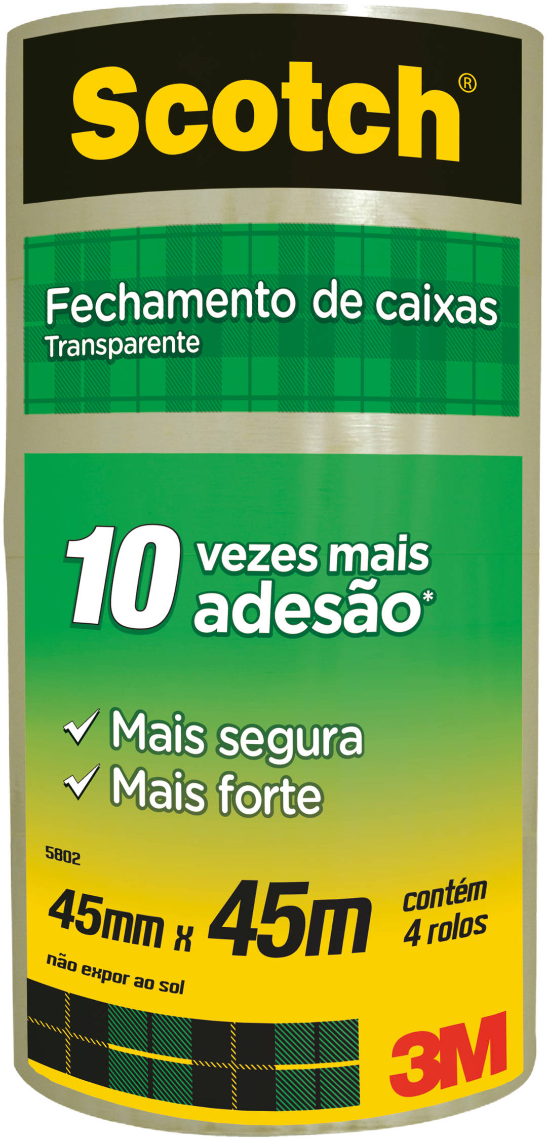 Fita de Empacotamento Scotch® Hot Melt, Transparente, 45 mm x 45 m, 4 Rolos
