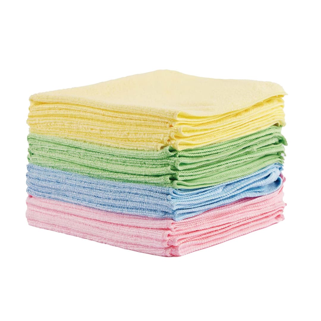 Rubbermaid Commercial Products Light Duty Microfiber Cloths, 16-Count, Multi-Color