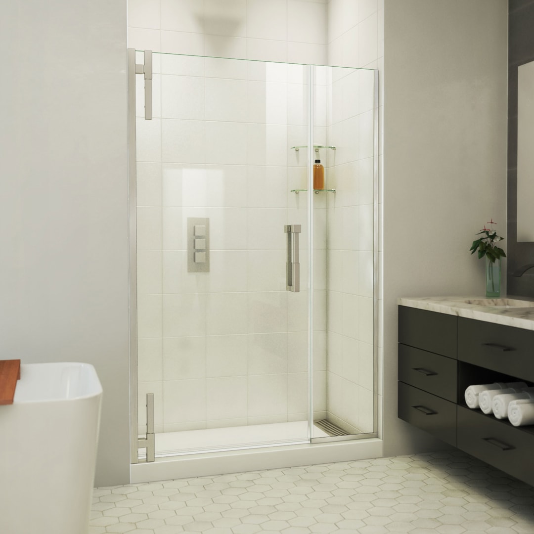 DreamLine Ascend 48 - 49 inch W x 72 inch H Frameless Pivot Shower Door in Brushed Nickel
