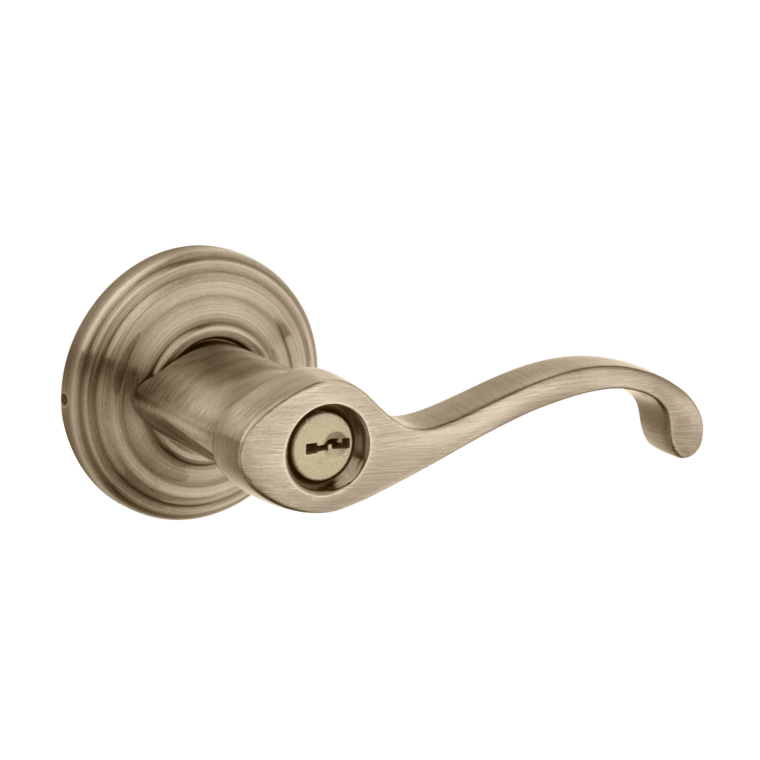 Commonwealth Keyed Entry Lever in Antique Brass