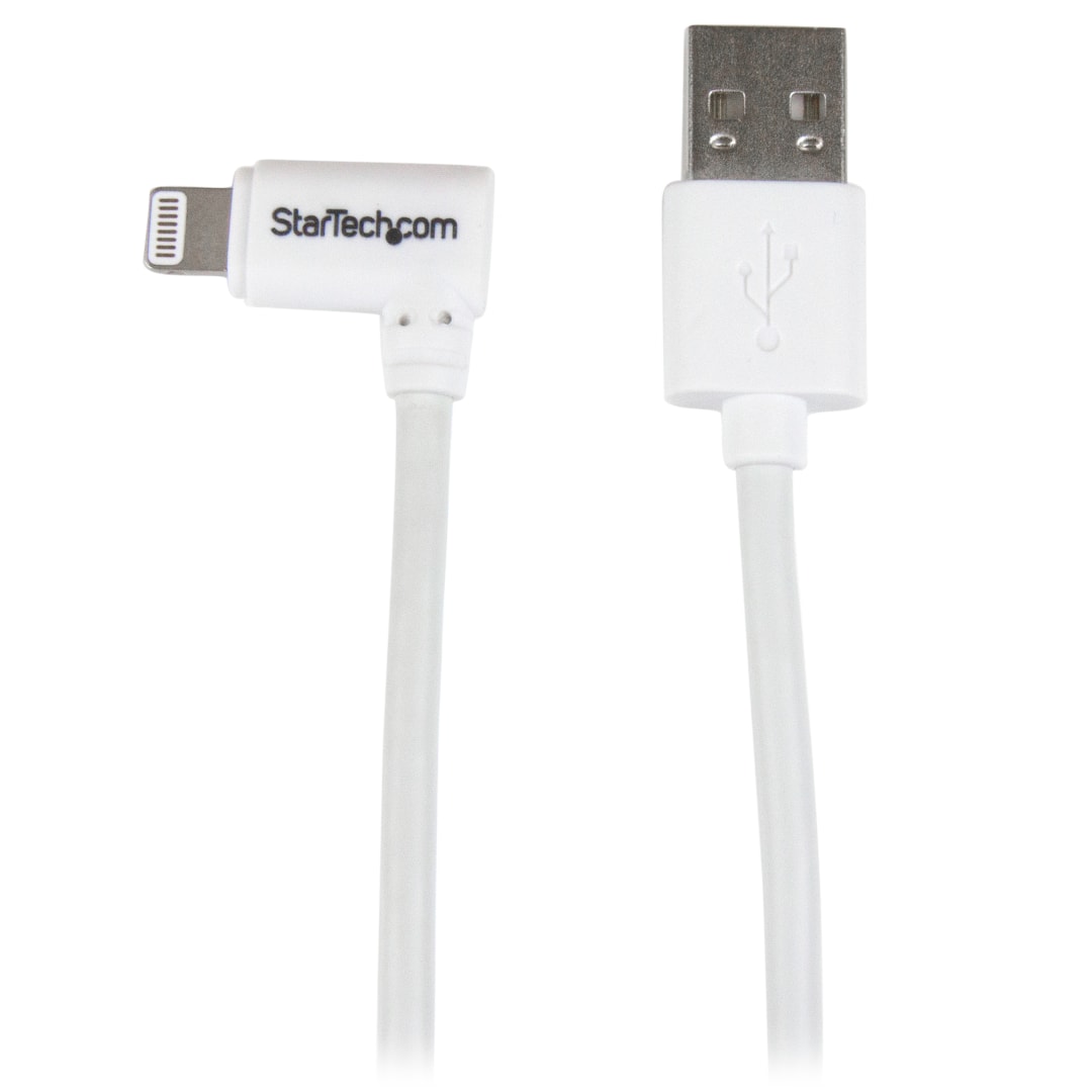 3ft Angled Lightning Cable iPhone iPod iPad, White