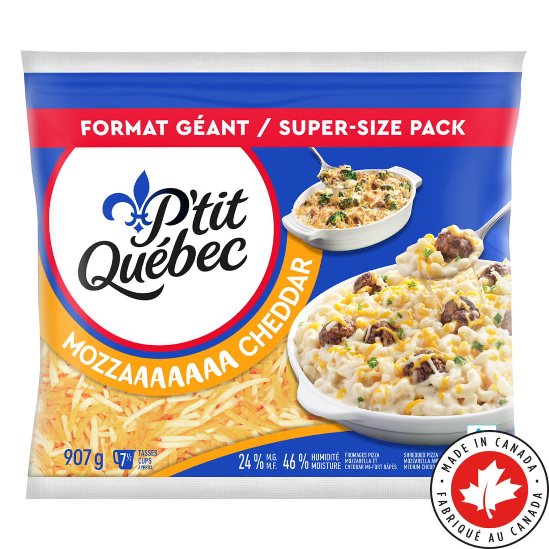 P'tit Québec Mozza Cheddar Shredded Cheese, 907g