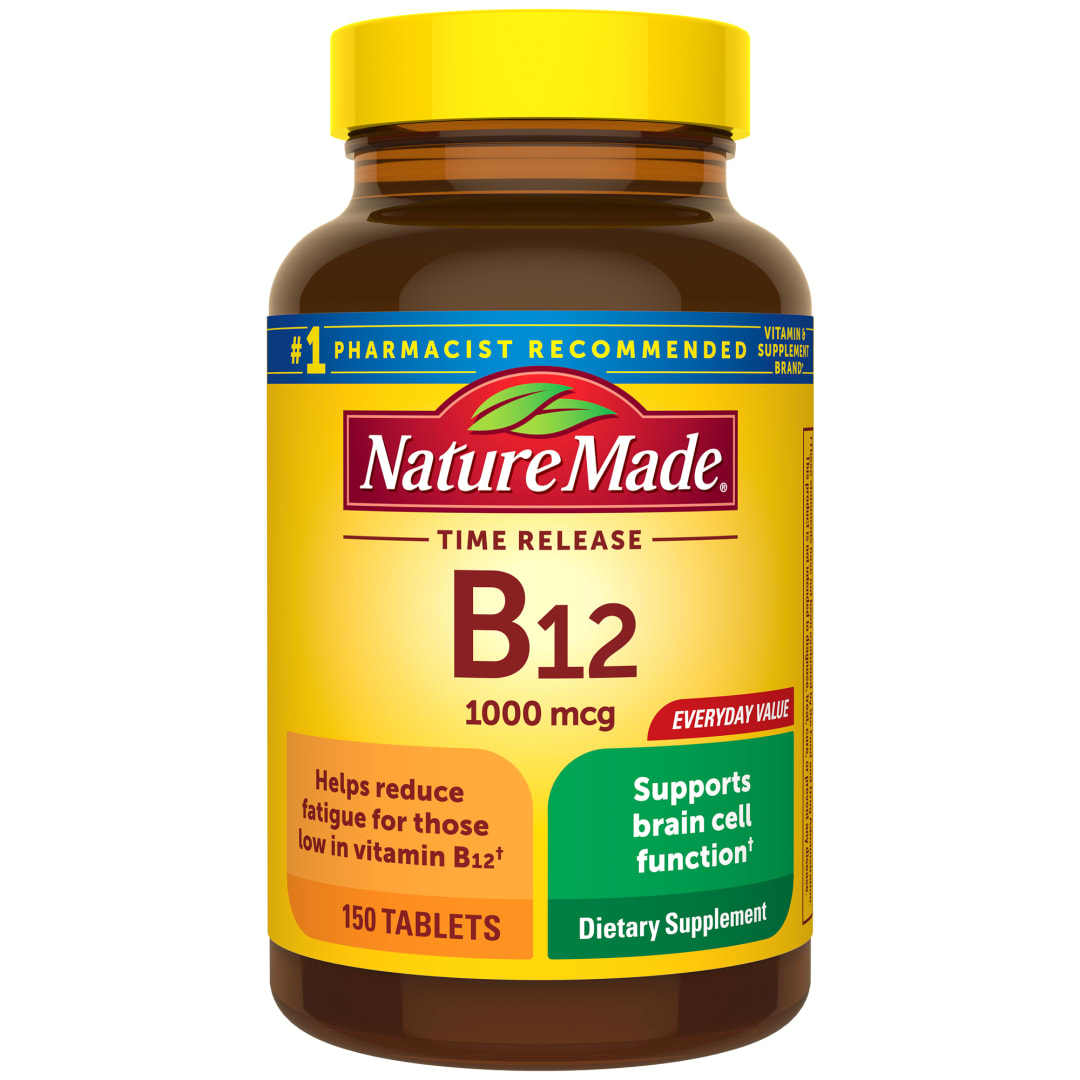 Nature Made Vitamin B12 1000 mcg, Dietary Supplement For Energy Metabolism Support, 150 Time Release Tablets, 150 Day Supply