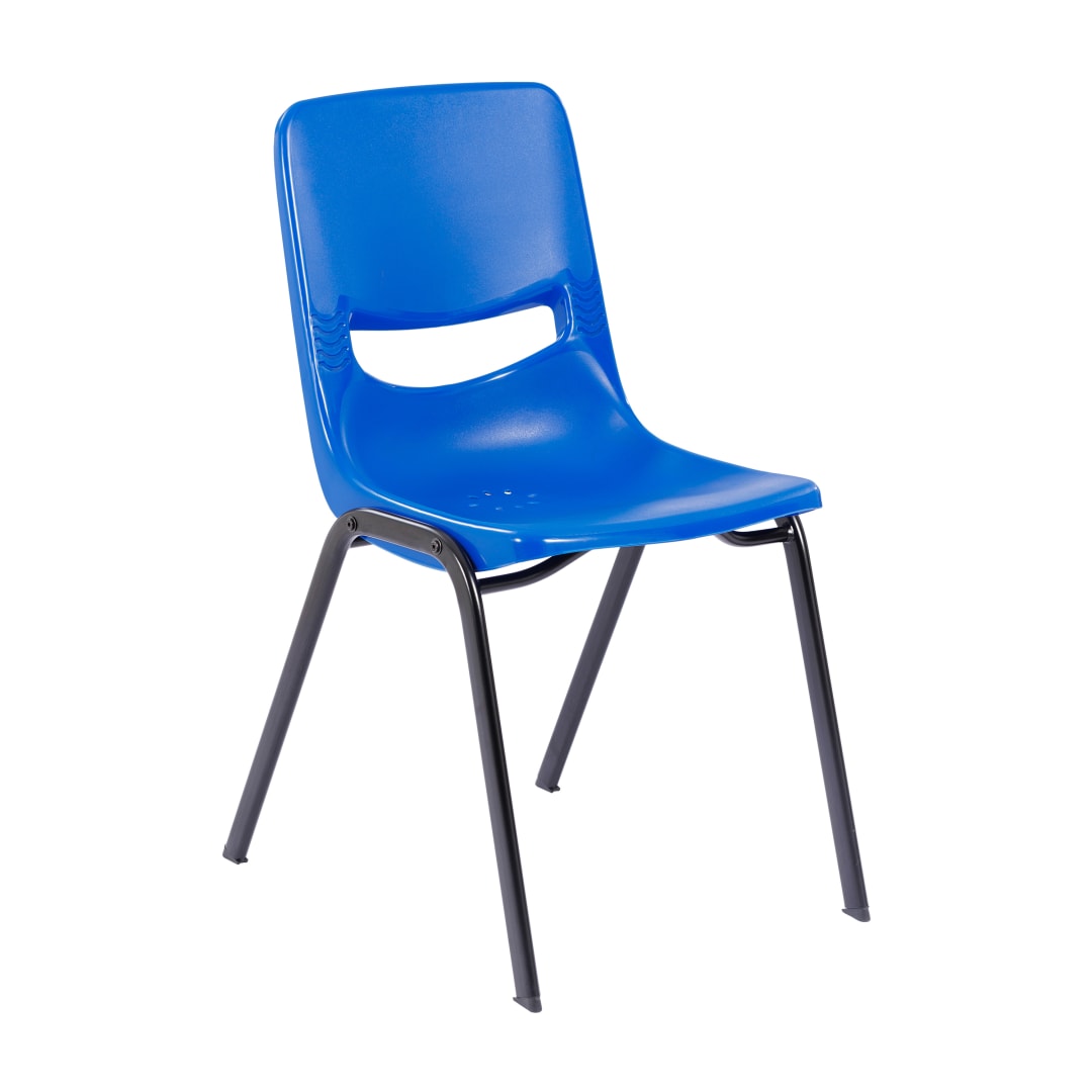 HERCULES Heavy-Duty Flex Comfort Classroom Stack Chair with Powder-Coated Frame and Navy Ergonomic Back and Seat
