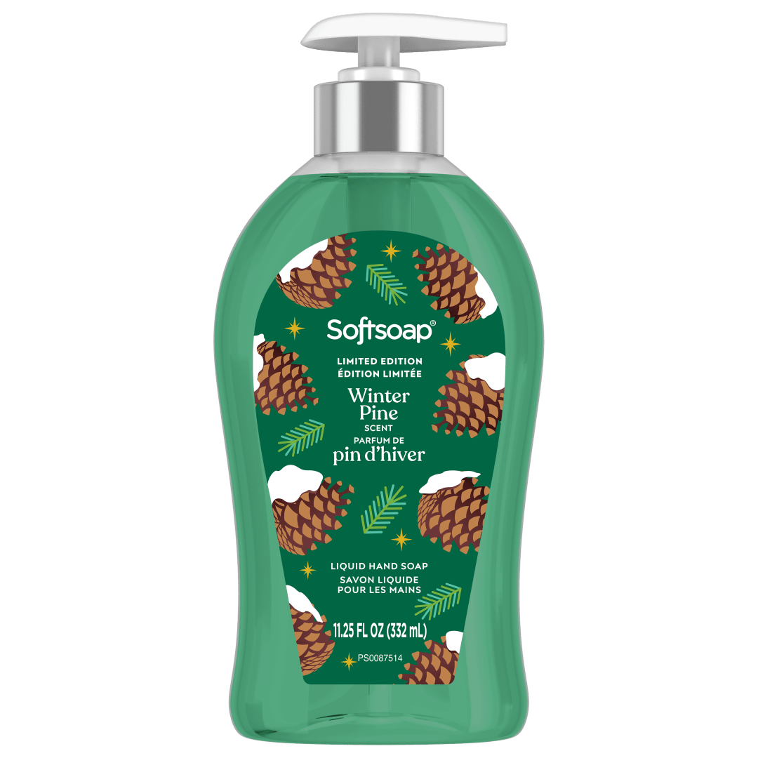 Savon liquide pour les mains Softsoap en édition limitée, Savon à mains pour la salle de bains ou la cuisine, Parfum pin d'hiver, 332 ml