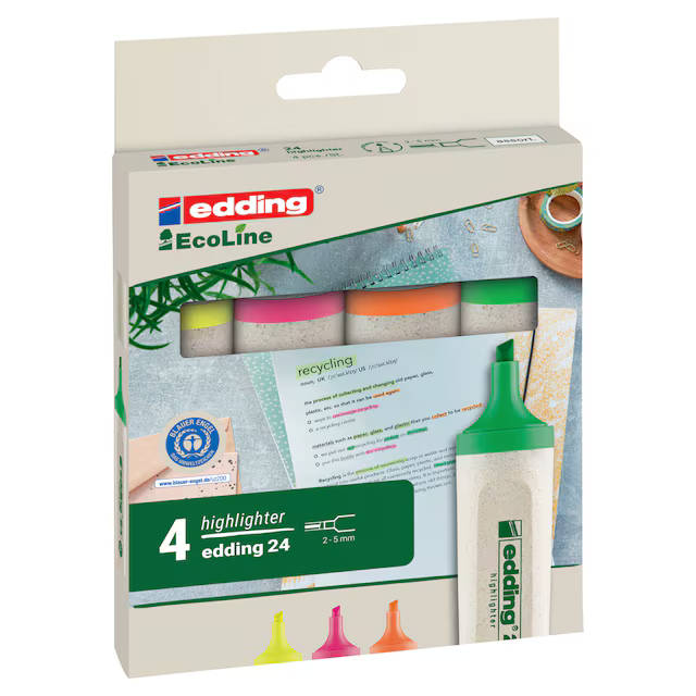 edding 24 highlighter assorted 4pcs set