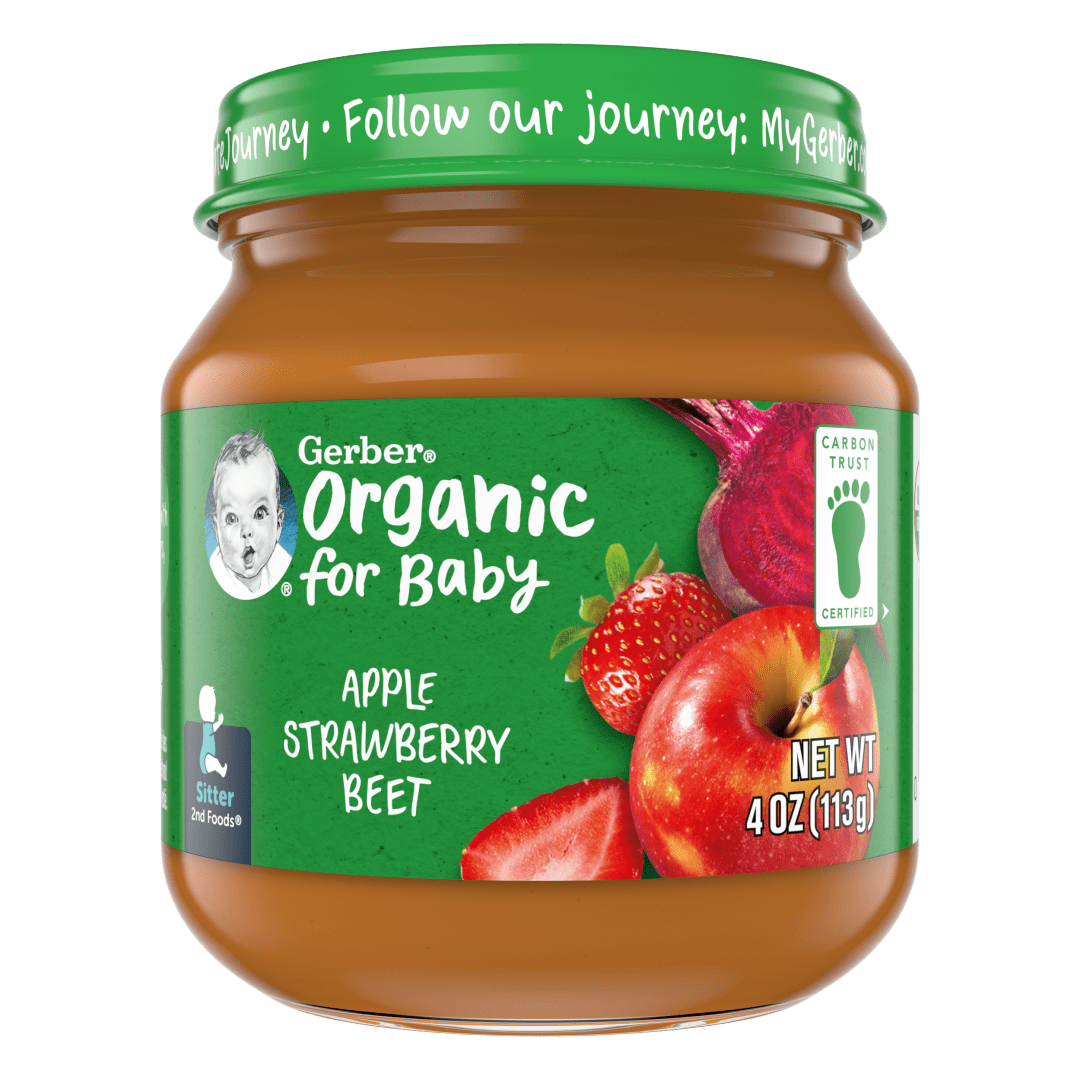 Gerber 2nd Foods Organic Apple Strawberry Beet Baby Food, 4 oz Jars (10 Pack)