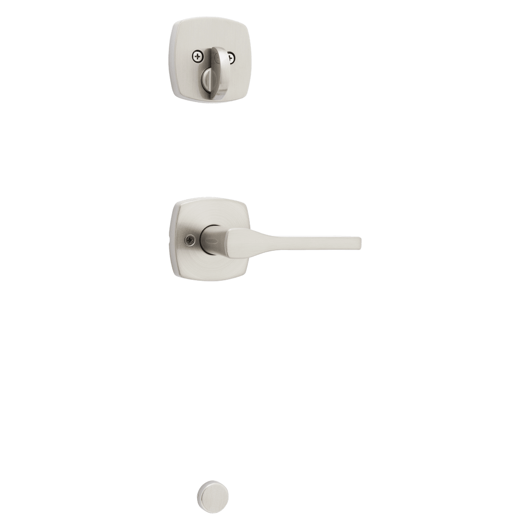 Tripoli Interior Pack Lever with Soft Modern Rose in Satin Nickel