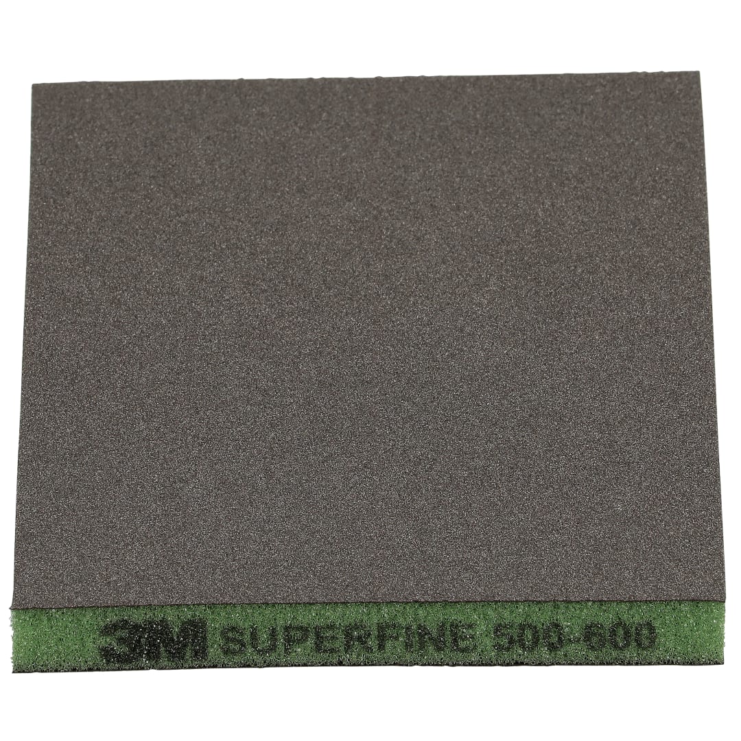 3M™ Doppelseitiger Schleifschwamm, 124 mm x 98 mm, Superfein 500–600, Grün, 23810