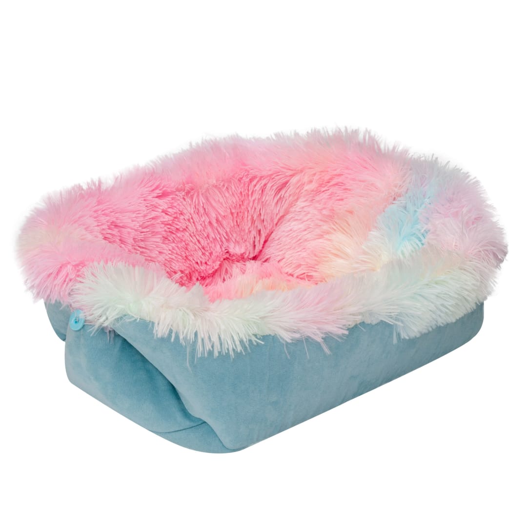 FurHaven Cozy Convertible Cuddle Bed, Small, Rainbow