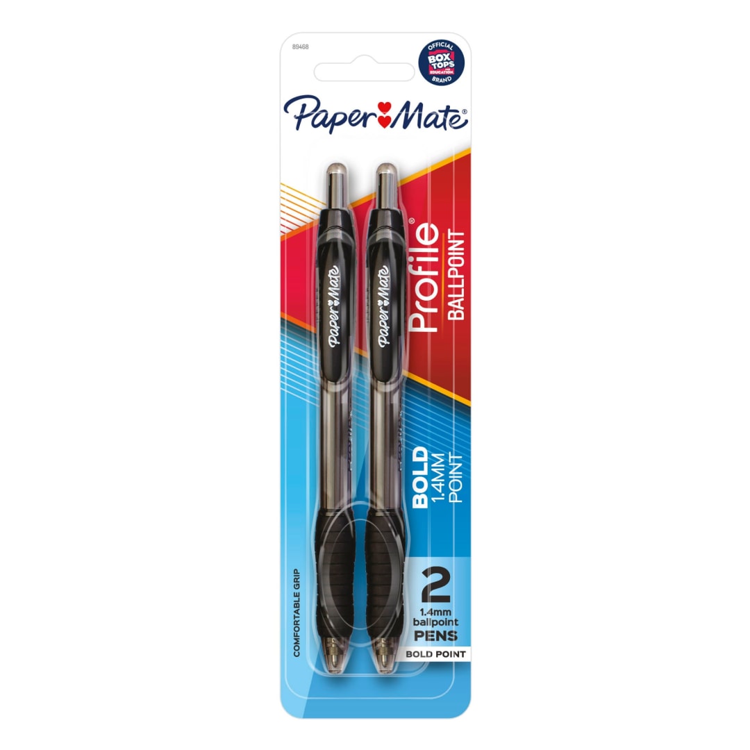 Paper Mate® Profile® Retractable Ballpoint Pens, Bold (1.4mm), Black, 2 Count