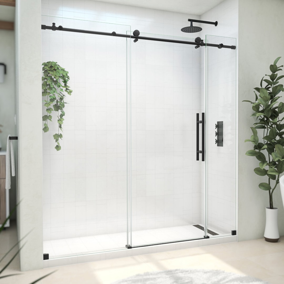 DreamLine Continuum 68-72 inch W x 76 inch H Fully Clear Sliding Shower Door in Matte Black