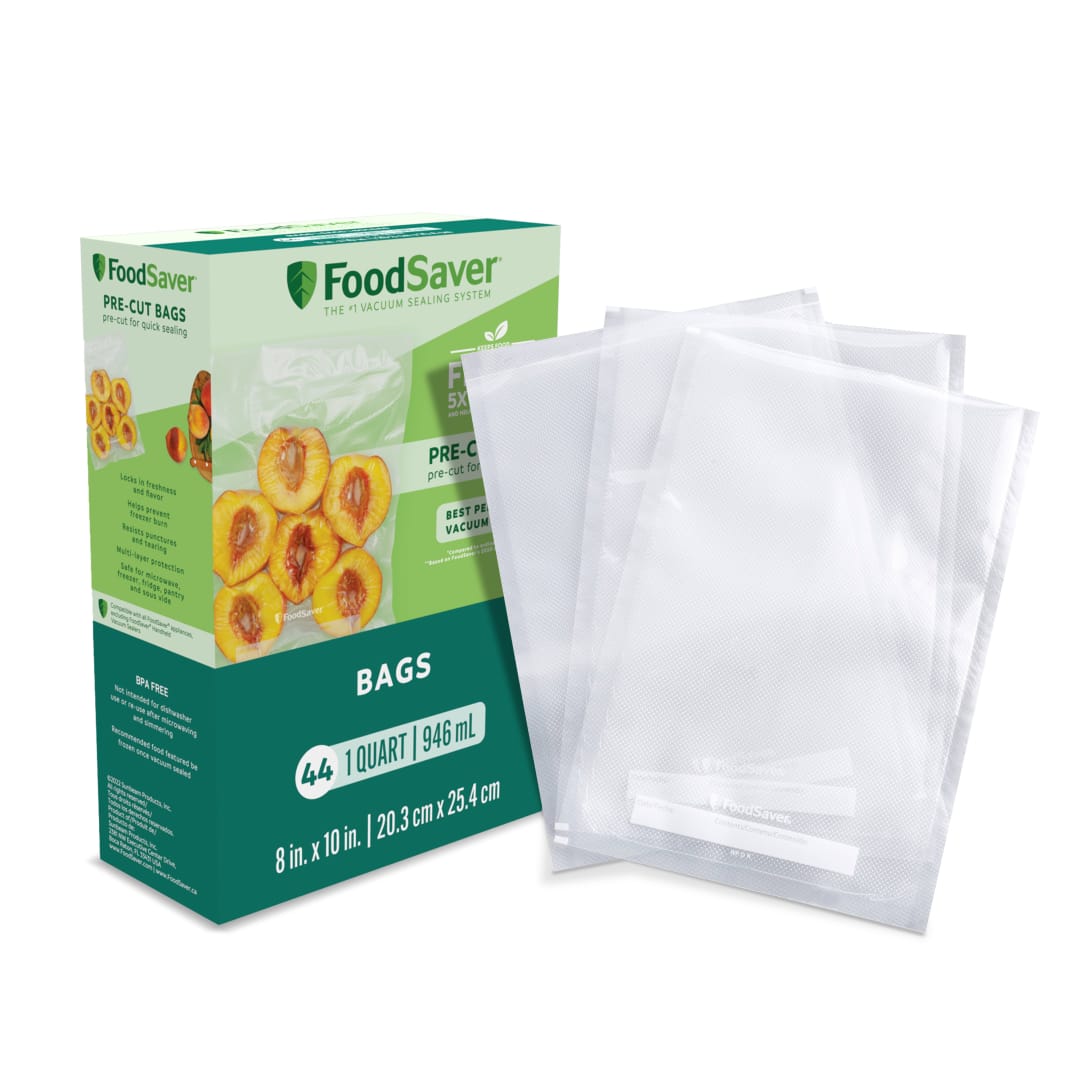 FoodSaver® Vacuum Sealer Bags for Airtight Food Storage and Sous Vide, 1 Qt. Precut Bags, 44 Count