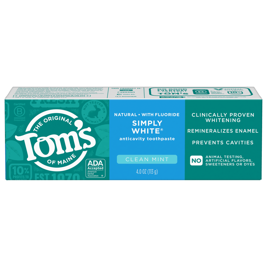 Tom’s of Maine Simply White Anticavity Toothpaste with Fluoride, Clean Mint