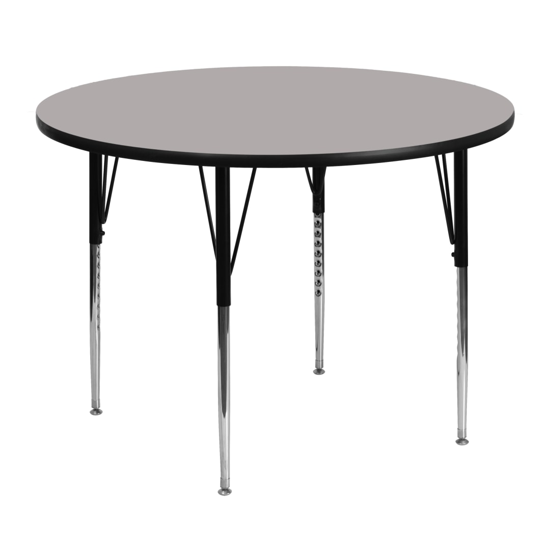 Wren 48'' Round Grey HP Laminate Activity Table - Standard Height Adjustable Legs